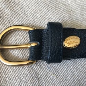 Longchamp Cuir de Vachette Navy Leather  Womens’ Belt